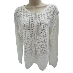 TR Bentley White Button Down Cardigan - Size Large